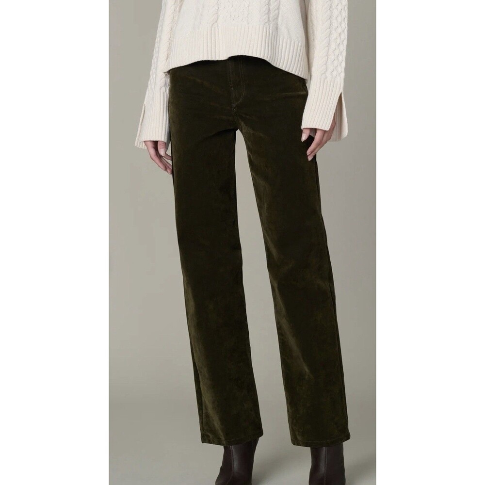Joes The Margot High Rise Straight Olive Flocked  Pants Size 24 X 30 NWT $248